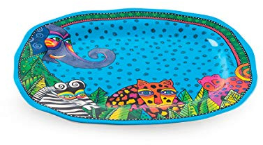 Egan Vassoio Ovale in Melamina Azzurro Laurel Burch Linea Jungle