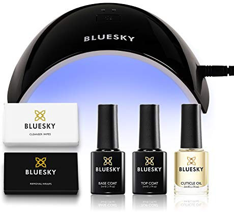Bluesky Gel Nail Polish Starter Kit with Professional 24W Uv Led Lamp, Top & Base Coat Set 5Ml, Cuticle Oil 5Ml, Cleanser Wipes X 100, Remover Wraps X 100