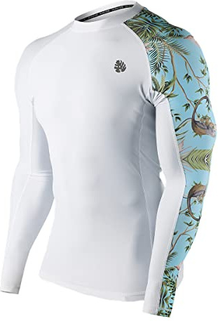 HUGE SPORTS Swim Shirts for Men UPF 50+ Quick-Dry Compression Long Sleeve Mens Rash Guard