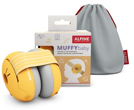Alpine Muffy Baby Ear Defender for Babies and Toddlers up to 36 Months - CE & UKCA Certified - Noise Reduction Earmuffs - Comfortable Baby Headphones Against Hearing Damage & Improves Sleep - Yellow