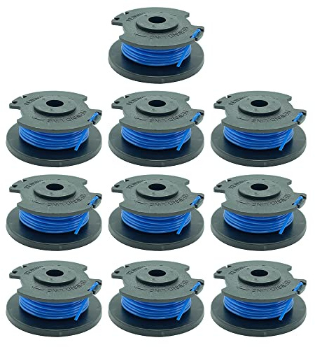 Mumaxun 10 st RAC124 1,6 mm trimmertråd spole kompatibel med Ryobi One+ trådlös grästrimmer OLT1825M OLT1832 OLT1831S RLT1825M13 RLT2925-18v, 24v, 40v trimmer