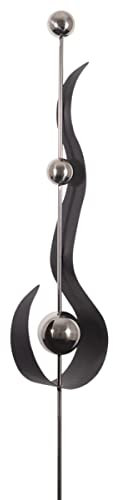 CIM Gartenstecker - Mirror 3K Schiefer Flamme L - Abmessung: 17,5 x 8 x 136cm - Edelstahl-Kugeln Hochglanz-poliert - Top aktuelle Haus und Gartendekoration