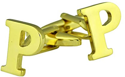Wycian Manchettenknoepfe Initialien, Manschettenknöpfe Herren Initialen Gold Anfänglich P Kupfer für Männer Vater Freund Tuxedo Shirt