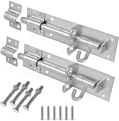 onesto Pack of 2-8” Brenton Bolt with BZP Finish – Heavy Duty Steel Door Bolt with Fixings – Ideal for Gates, Sheds, Garages & Outdoor Doors