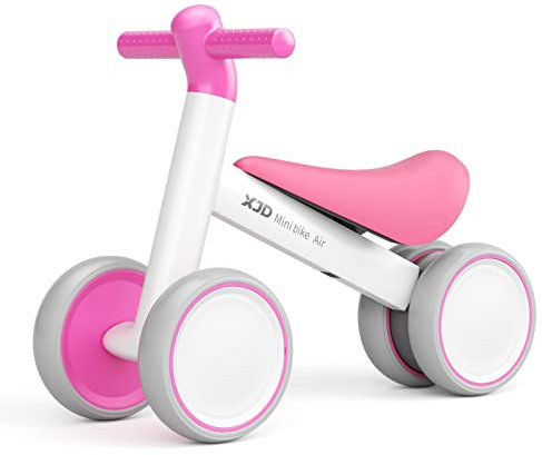 XJD Baby Balance Bike 1 Year Old Toddler Ride On Toys for 10-24 Months Baby Trike Garden Toys First Bike 1 st Birthday Toys for Girls Boys Toddler bike No Pedals (Pink White)