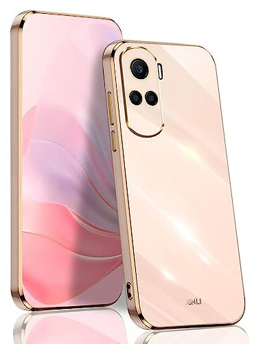 BORYA Case for Honor 90 Lite 5G, Shockproof Ultra Thin Premium Silicone Soft TPU Bumper Luxury Elegant Bling Electroplating Phnom Penh Anti-drop Cover, Pink