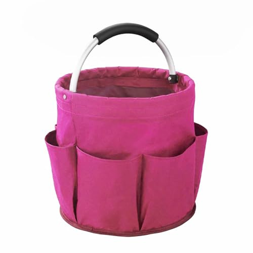 GHIBFBT Universal-Reinigungs Caddy, Putzmittel Organizer, Faltbare Gartentasche Aufbewahrungsbox Gartenwerkzeuge Tasche, Putzmittel Organizer für Aufbewahrung im Badezimmer Reisen Gartenarbeit (Rosa)