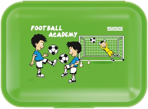 Sigg VIVA Fiambrera para niños Football School (1 L), fiambrera infantil sin BPA para el colegio, tupper rectangular de colores con compartimentos para niñas y niños