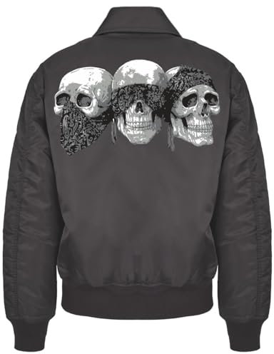 Spaß Kostet Herren CWU Bomberjacke mit Kragen Totenköpfe Skull Division Outdoor Rock Rap Bandana Größe S bis 7XL