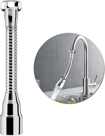 Prolunga Rubinetto Cucina Universale, Estensore Rubinetto Girevole a 360° con Doccetta per Lavandino, Rompigetto Rubinetto Cucina, Aeratore Eco-Friendly e Rompigetto, 20cm