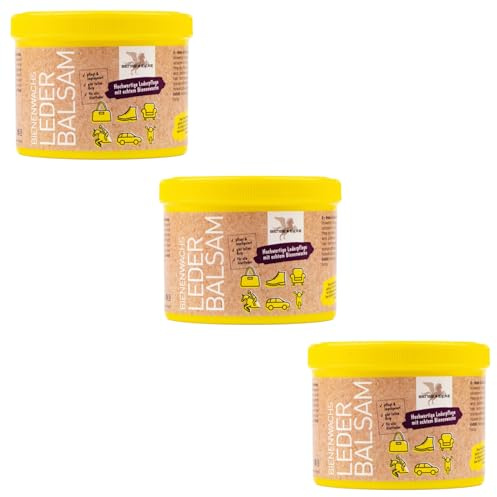 RL24 Bense & Eicke - Bienenwachs Leder-Balsam – 3 x 500 ml Dose (3er Set) | Dose (3er Set) – Lederfett für alle Glattleder – Lederpflege für Auto, Schuhe, Taschen & Pferde-Zubehör – Lederwachs