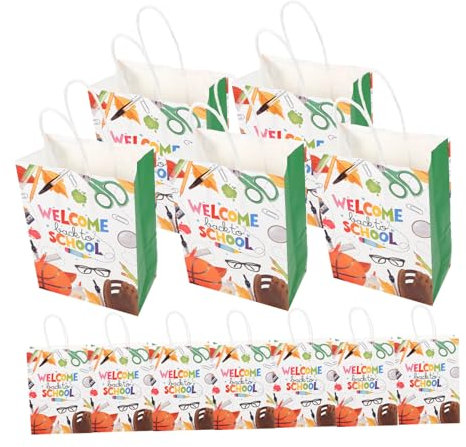 iplusmile 12stücke Papiergeschenktüten Mit Henkeln Für Schule Für Klassenfeiern Und Gastgeschenke Praktische Aufbewahrungslösung Für Schüler