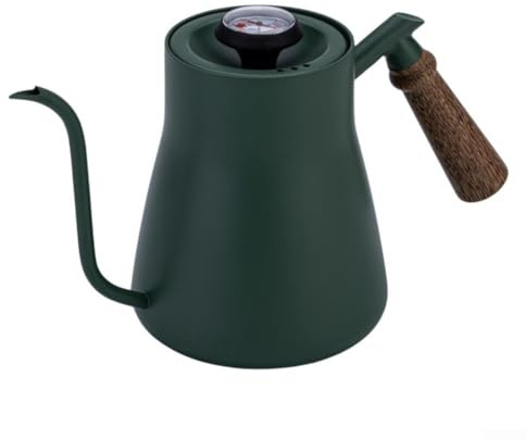 Hervidor eléctrico de cuello de cisne con temperatura, de acero inoxidable, hervidor de café, hervidor de agua caliente, tetera para té, moca espresso (650 ml, verde)