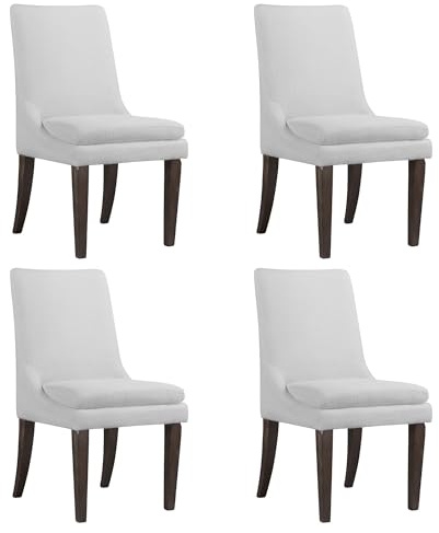 KISLOT Upholstered Dining Chairs Modern Sidechair Performance Fabric High Back Armlesschair for Diningroom Kitchen, White, Set of 4(2 Box)