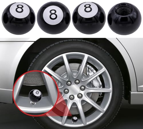 4Pcs Dust Caps for Car Tyres Universal Tyre Valve Caps (Pool 8 Ball) | Pool 8 Ball Design Car Tyre Valve Caps Car Decoration for Car Moto Bicycle