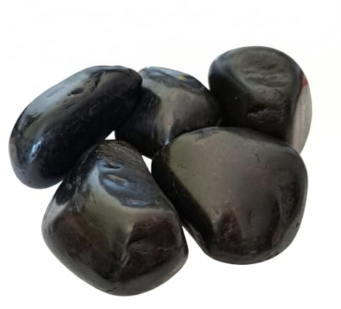 Dekosteine Schwarz 5-8 cm, 5 kg - Kieselsteine Poliert für Garten | Flusskiesel schwarz für Aquarium, Teich & Gabionen. Natur-Ziersteine große Ausführung für Vasen, Blumentöpfe, Innen & Außen