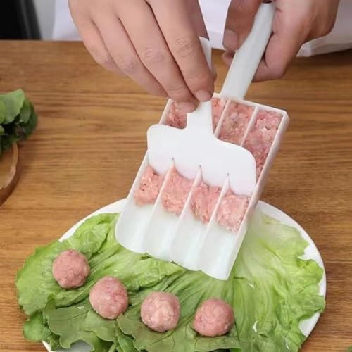 White Triple Meatball Maker, None-Stick Meatball Maker Melon Ballers, Meat Ball Scoop with Cutting Spade Ball Maker,Fruit and Vegetable Tools Creative Kitchen Meat Tenderisers