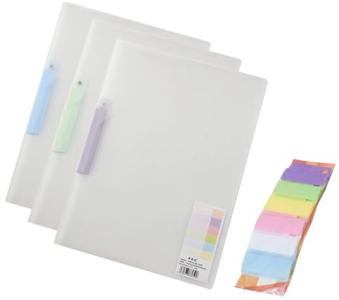 Mappen Set, Schnellhefter A4 Plastik Stabil, Enthält 3 Drehbare, Seitlich Zu Offnende PP-Ordner und 6 Bunte Kreativ-Clips, Geeignet Zum Ordnen und Sichern Von Dokumenten, Prüfungsunterlagen (N)