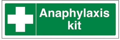 V Safety Anaphylaxis Kit - Landscape 300 x 100 mm - 2mm Super-Tough Rigid Plastic Safety Sign