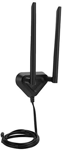 Phefop Base de Cable de Antena SMA 1.1M 360 ° Antena Rotatable para una Intensidad de Señal de Red Mejorada Adecuada para Equipos de Red (Cable de extensión base + antena 8DB)