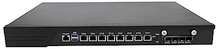 HUNSN 1U Firewall Appliance with Redundancy Power, PFSense, OPNsense, VPN, Network Rackmount, I7 7700, RJ10, 8 x 2.5GbE LAN, 4 x SFP+ 10GbE X710, 32G RAM, 128G SSD