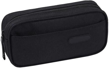 # Pencil Case Large Capacity Pencil Aesthetic Zipper Pencil Box for College Student Teen Adults Travel Electronic Cable Organize (Black, One Size)