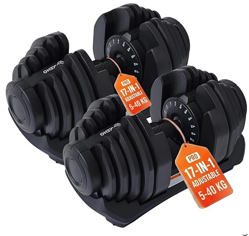 HAKENO 2x24kg/40kg Verstellbare Hanteln 15 in 1 Hantelset Einstellbare Platzsparende Hanteln, Kraftraining und Heimtraining Variable Gewichte platzsparend（24-40kg）