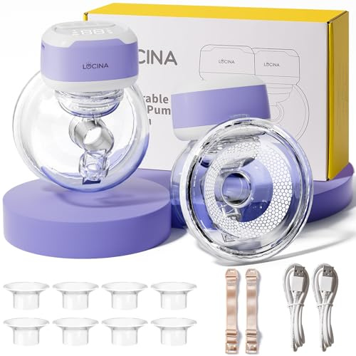 Extractor de lactancia portátil manos libres de batería de larga duración, extractor de leche inalámbrico portátil con 3 modos y 9 niveles, pantalla LED, bridas e insertos de 16/18/20/22/24 mm