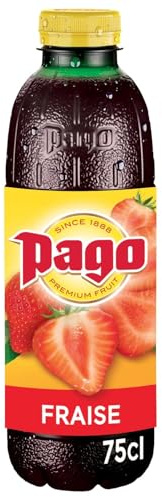 PAGO – Jus de Fraise Naturel Sans Sucres Ajoutés, Saveur Fruitée & Rafraîchissante (75cL) - Le lot de 4