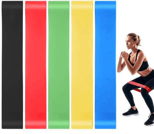 Lot de 5 Bandes de résistance en TPE Premium sans Odeur, élastique Musculation et Bande élastique Sport pour Fitness, Yoga, Pilates, entraînement à la Maison, Hommes et Femmes