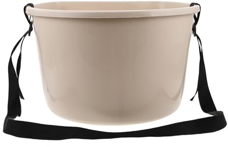 DECOMELODY Cubo para Fertilizante de Jardín de Plástico Blanco 10 Kg Esparcidor Manual Ligero con Correa Ajustable para Cosecha y Recolección de Frutas Contenedor Portátil Multiusos para