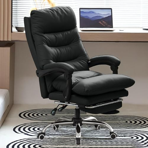 HDHNBA Silla de Oficina con cojín Suave Silla Gaming con Respaldo Alto Silla de Escritorio ejecutiva con reposapiernas Silla ergonómica de Cuero para Ordenador para Oficina en casa