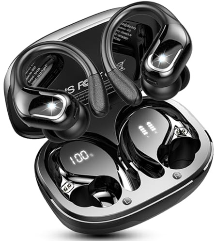 Bluetooth 5.4 Kopfhörer Sport, 75Std Kopfhörer Kabellos Bluetooth mit HiFi-Stereo, IP-X8 Wasserdicht Wireless Headphones, 4 ENC Noise Cancelling Mic Earbuds, USB-C Ohrhörer Joggen Gym für iOS Android