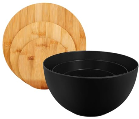 Genérico Boles Con Tapa,Preparación Almacenamiento Servicio | Cuenco Para Servir,Anidables Para Cocina Preparación Y Servicio De Comidas Ensalada Snacks Pan Sopa Frutas Verduras Con