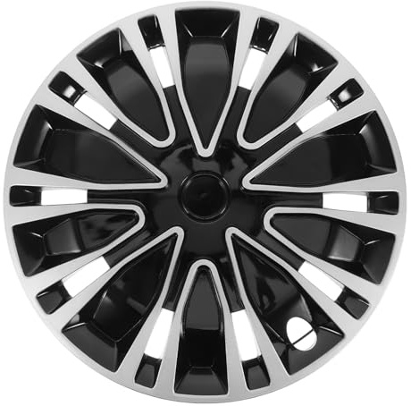 CALLARON Enjoliveurs de Remplacement pour Voiture Universels en Polypropylène, Cache-moyeu 16 Pouces Argenté et Noir, Accessoires Décoratifs pour Jantes, Compatibles Divers Modèles