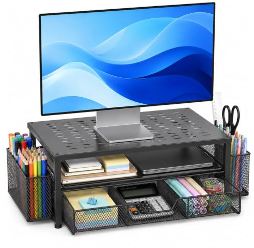 QIQN Support de moniteur avec tiroir