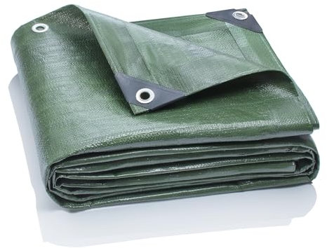 GardenMate 3m x 6m Teloni Protettivi Premium 200 g/m² Telone di Tessuto per Coprire, Proteggere, Telone per Barche - Verde, Alta Qualità