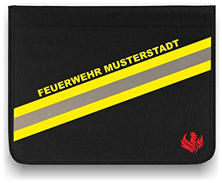 Roter Hahn 112 Personalisierbare Feuerwehr + Ortsname Schreibmappe Organizer Konferenzmappe HUPF Design Reflex