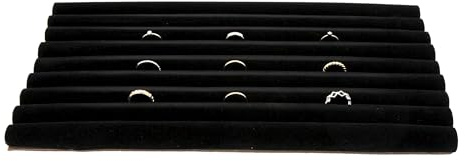 SSWBasics Large Black Velvet Ring Display Tray Organizer - 14-1/4L x 7-1/2W - Continuous