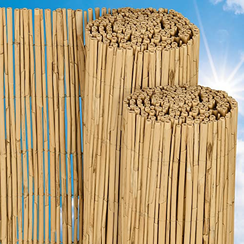 Premium Canisse Brise Vue en Roseau Nature 160x600 cm (HxB) SolVision S36 – Brise-Vent Jardin Terrasse Natte de Roseau pour Balcon & Clôture Palissade Jardin Exterieur