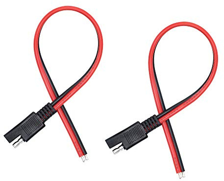 PNGKNYOCN 2 Pack SAE 12V 14AWG SAE 2 Pin Quick Connect Quick Disconnect Plug Extension Cable for Motorcycles, Cars, Tractors (30cm)