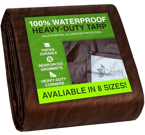 GREEN LIFESTYLE Heavy Duty Tarp Waterproof - Tent Cover, Covers Cars, Boats, Roofs, Supplies & Equipment for Outdoor Projects (12x20)