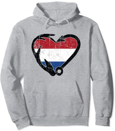 Angeln und Jagd - Fischhaken Elch Geweih Niederländische Flagge Pullover Hoodie