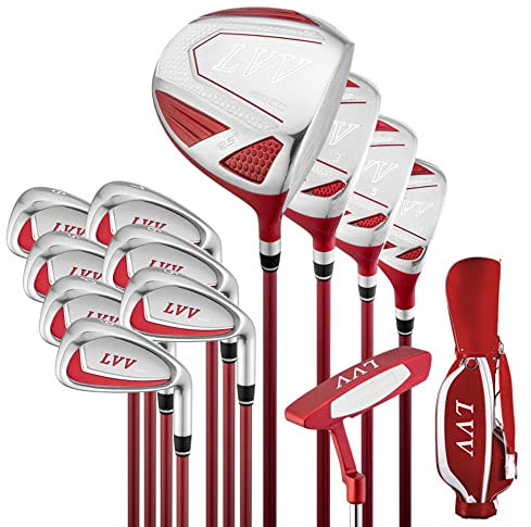 YilwnnCse Damen Golfschläger-Set, 12 Teilig, Graphit Schaft, Rechts, Rot