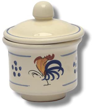 Colì Zuccheriera Serie Gallo in terracotta con coperchio - Contenitore per condimenti Barattolo spezie, Utensili da Cucina Forniture per Spezie, Smaltata, Made in Italy.