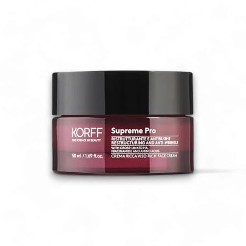 Korff Supreme Pro Reichhaltige, aufbauende und Anti-Falten-Gesichtscreme mit Hyaluronsäure, für trockene oder sehr trockene Haut, 50 ml