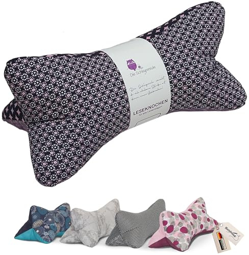 Leseknochen Muster Nackenkissen Handmade in D, waschbar (Lila Karos)