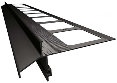 Renoplast® Perfil de Alero de Aluminio K40 200cm Grafito | Acabado de Terrazas y Balcones | Suelos de Baldosas sobre Mortero Adhesivo | Sistemas de Drenaje de Agua | Perfil Angular | Anticorrosión