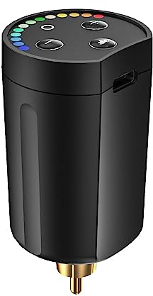STIGMA Alimentatore per Tatuaggi Wireless Batteria Ricaricabile da 1400 mAh Jack RCA Mini Alimentatore Wireless con USB Type-C per Penna per Tatuaggi P802-1-RCA