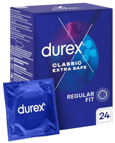 Durex CLASSIC EXTRA SAFE Condones lubricantes más gruesos 24 unidades